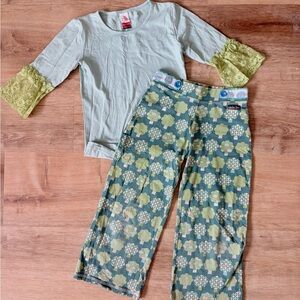 Matilda Kane 2 pc set with tree Pattern and Lace Trim